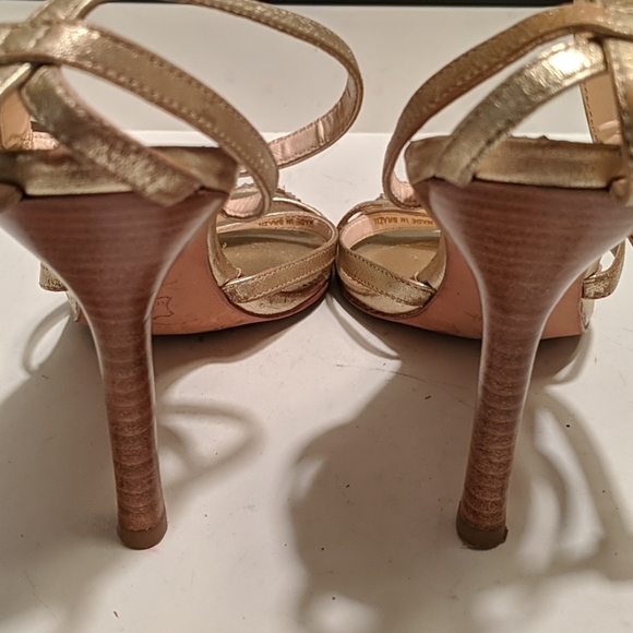 BCBGMaxAzria Gold Leather Strappy Sandals - Picture 5 of 6